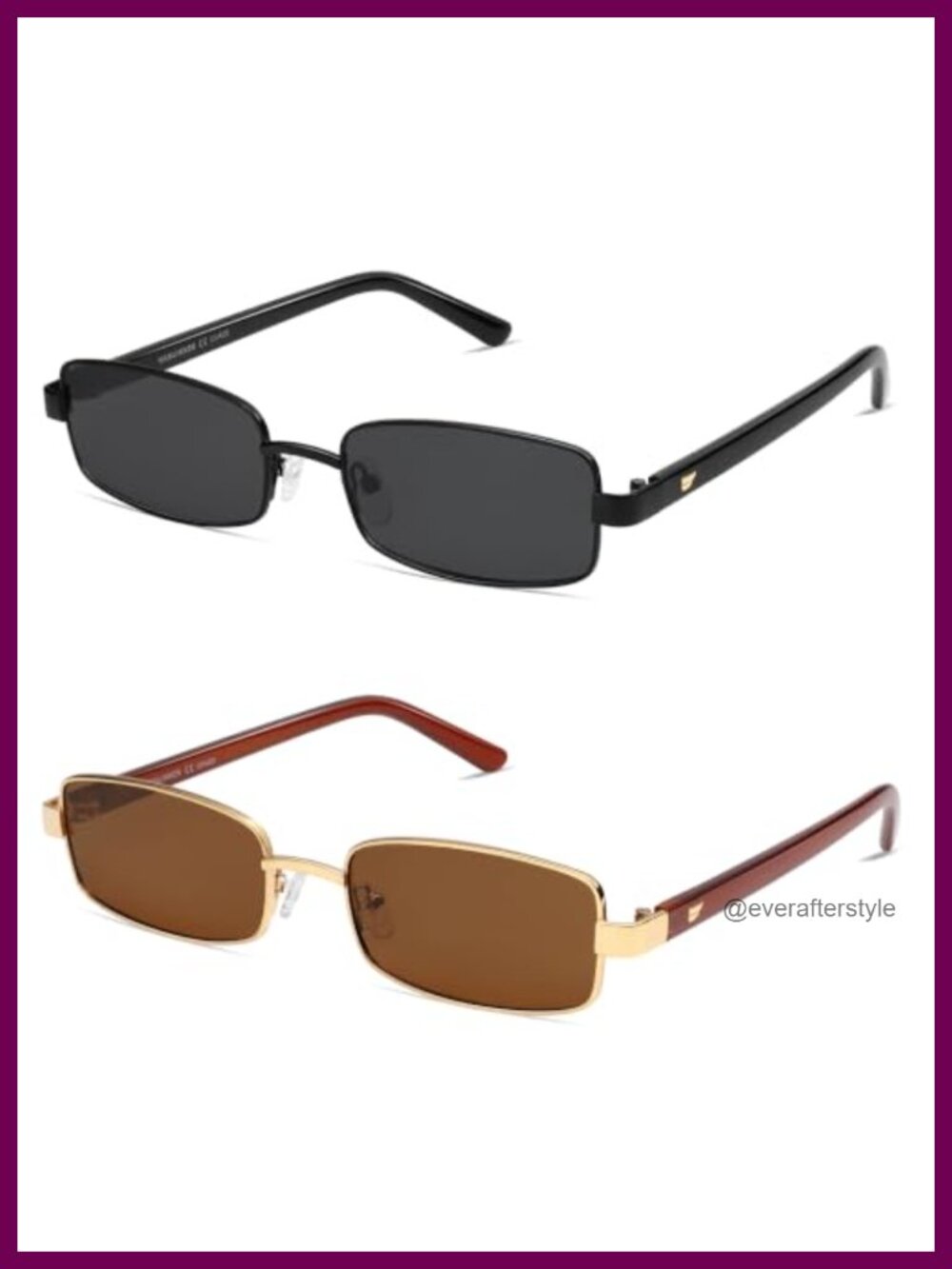 Retro Rectangle Polarized Sunglasses UV400 Slim Narrow Metal Frame